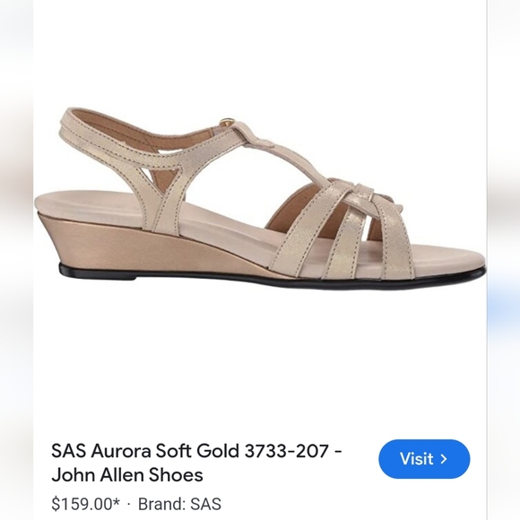 SAS Shoes - NWT.Sas Women’s Aurora, T-Strap Gold Sandals, Size 9 M